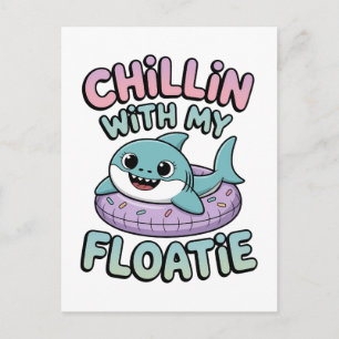 Cartão Postal Relaxando com meu boia Shark Baby Kids