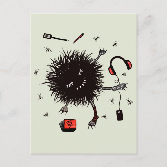 Cartão Postal Relaxe Monstro Preguiçoso Engraçado (Frente)