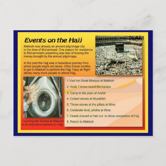 Cartão Postal Religião, Islã, eventos Haj (Frente)