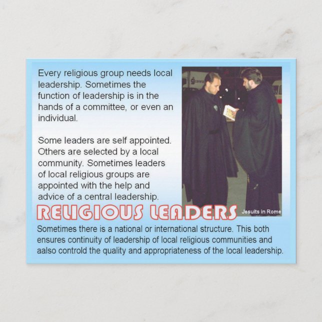 Cartão Postal Religião, líderes religiosos (Frente)