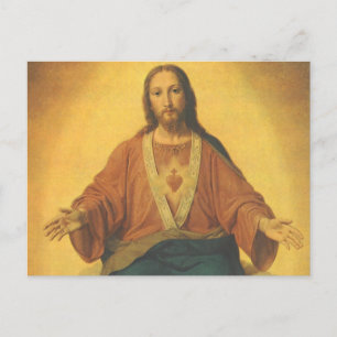 Cartão Postal Religião Vintage, Sagrado Coração de Jesus Cristo