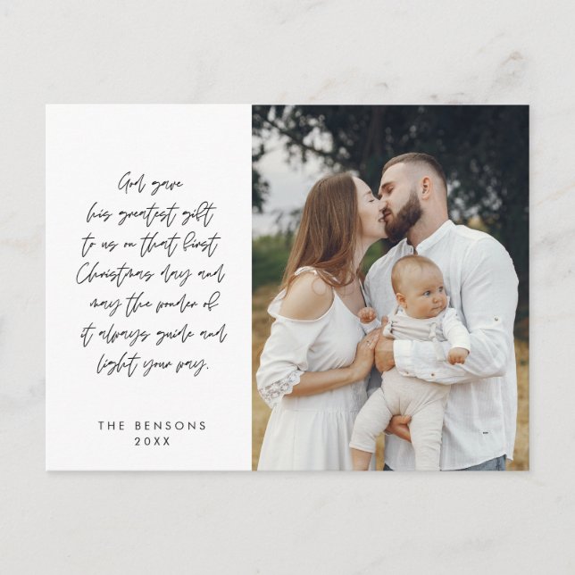 Cartão Postal Religioso, Feliz Natal, Foto da Família Cristã (Frente)