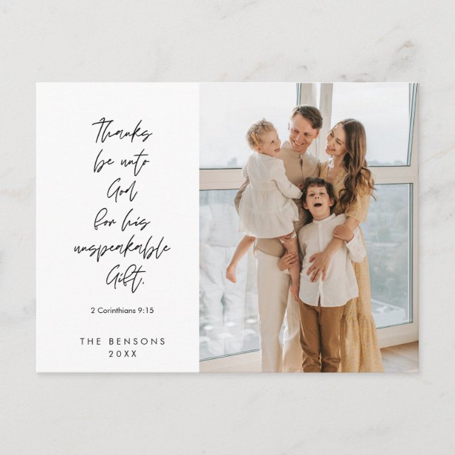 Cartão Postal Religioso, Feliz Natal, Foto da Família Cristã (Frente)