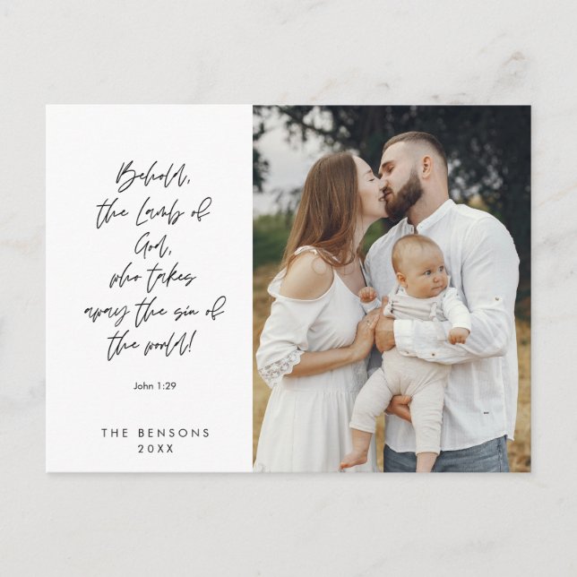 Cartão Postal Religioso, Feliz Natal, Foto de Família Cristã (Frente)