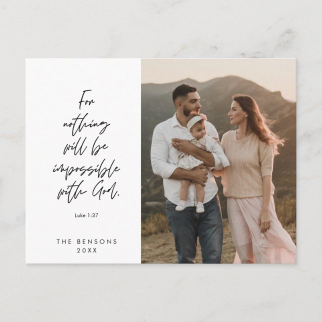 Cartão Postal Religioso, Feliz Natal, Foto de Família Cristã (Frente)