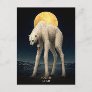 Cartão Postal Relógio de Bolso de Urso Polar gótico Surrealista