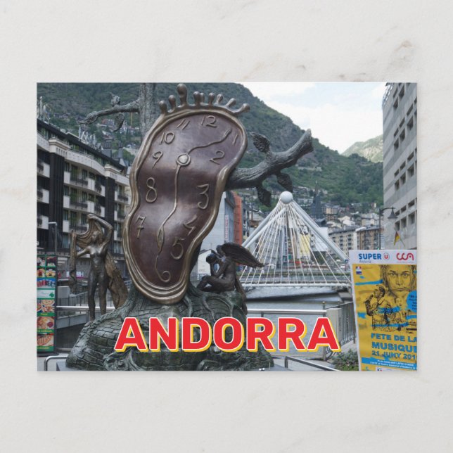 Cartão Postal Relógio Deformado Em Andorra (Frente)