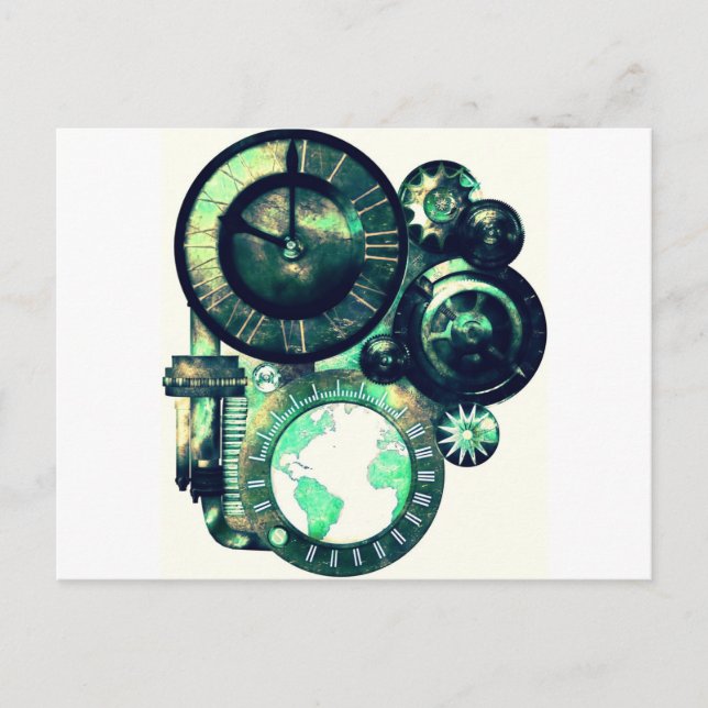 Cartão Postal Relógio Steampunk (Frente)