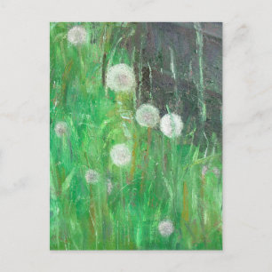 Cartão Postal Relógios de Dandelion na Grama 2008 na canvas