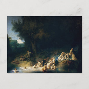 Cartão Postal Rembrandt Art Painting Diana Bathing