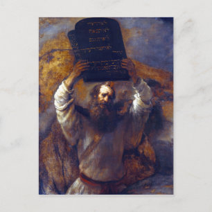Cartão Postal Rembrandt Moses com os Dez Mandamentos