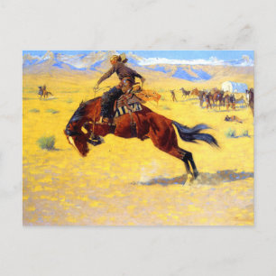 Cartão Postal Remington Old West Horse and Cowboy