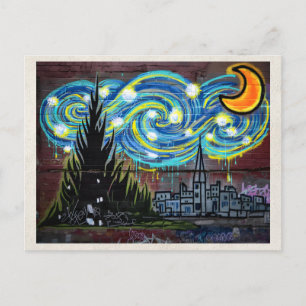 Cartão Postal Remix Noturno de Arte Urbana de Grafite por IA