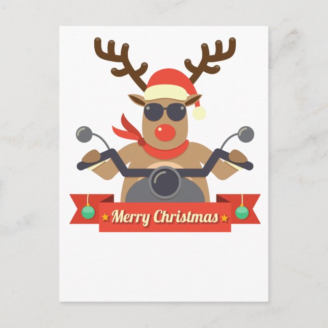 Cartão Postal rena de motocicleta (Frente)