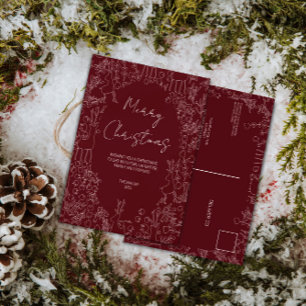 Cartão Postal rena de Natal brincalhona & Botânicos de Inverno -