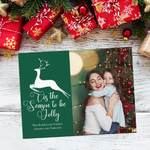 Cartão Postal Rena de Natal Verde Foto de Natal Bonito É a Tempo