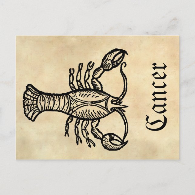 Cartão Postal Renascentista medieval Símbolo Zodiac Cancer (Frente)
