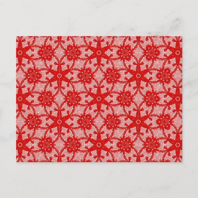 Cartão Postal Renda antiga - vermelho profundo e branco (Frente)