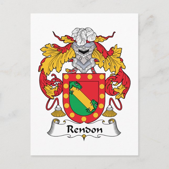 Cartão Postal Rendon Family Crest (Frente)