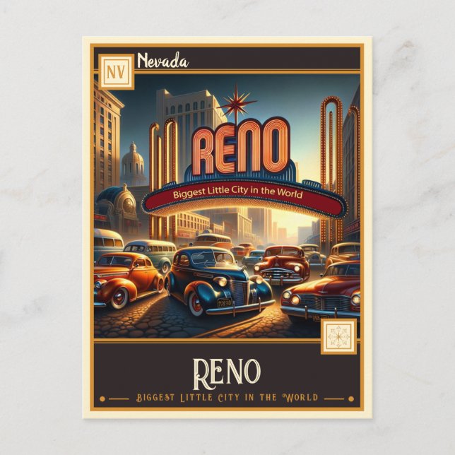 Cartão Postal Reno, Nevada | Vintage (Frente)