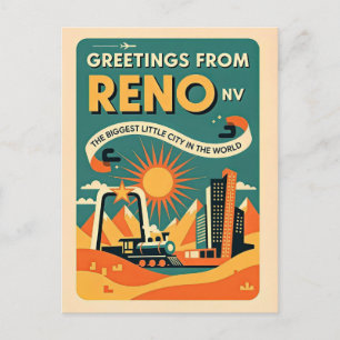Cartão Postal Reno NV Arte Retrô