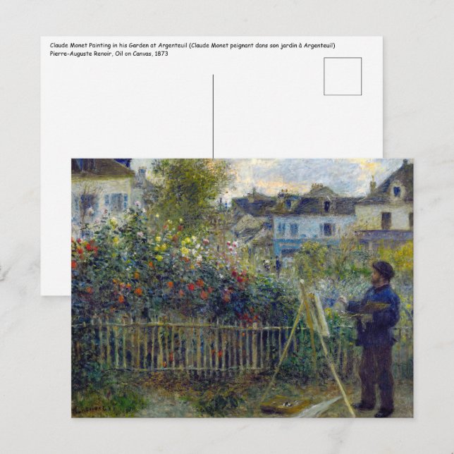 Cartão Postal Renoir - Claude Monet Pintura em seu Jardim (Frente/Verso)