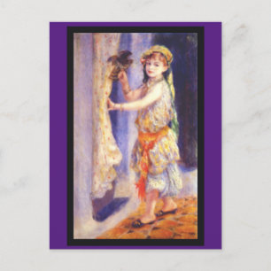 Cartão Postal Renoir, garota com pássaro.