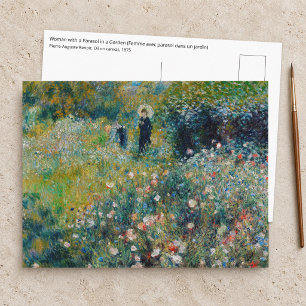 Cartão Postal Renoir - Mulher com Guarda-Sol num Jardim