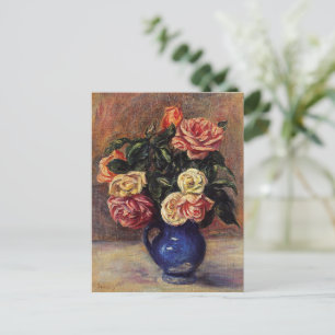 Cartão Postal Renoir - Rosas num Vaso Azul