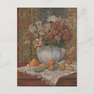 Cartão Postal Renoir - Vida Estática com Flores e Peras Picadas