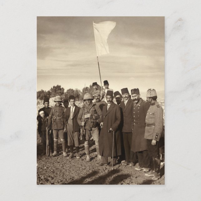 Cartão Postal Renúncia Otomana de Jerusalém em 1917 (Frente)