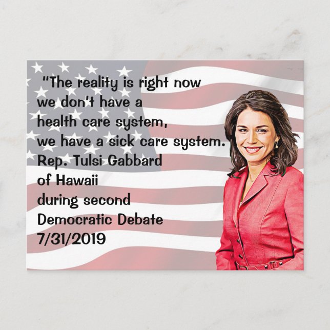 Cartão Postal Rep. Tulsi Gabbard da Citação do Debate do Havaí (Frente)