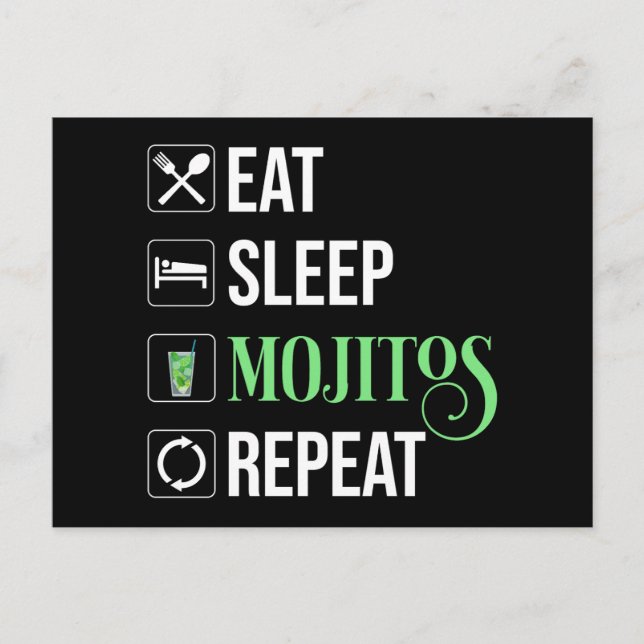 Cartão Postal Repetir Mojitos de Sono (Frente)