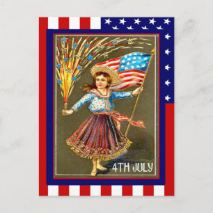 Cartão Postal Réplica Vintage 4 de julho, Celebre comigo