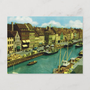 Cartão Postal Réplica Vintage Dinamarca, navios de pesca Copenh