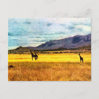 Cartão Postal Réplica Vintage Giraffe em estepes de Tanganyika