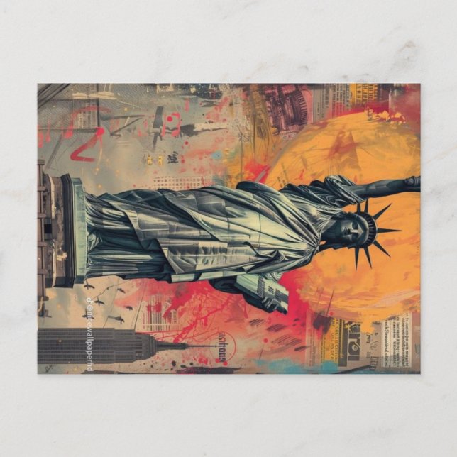 Cartão Postal Representação artística da Estátua da Liberdade (Frente)