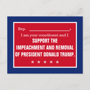 Cartão Postal Representante Impeach Presidente Trump Constituint