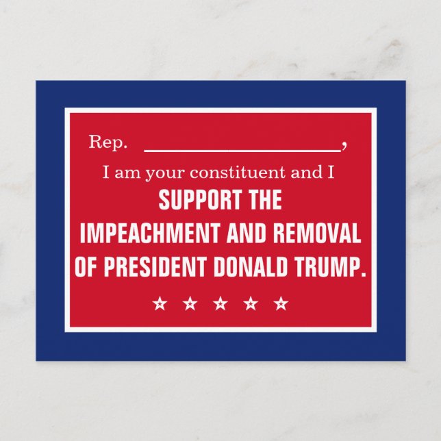 Cartão Postal Representante Impeach Presidente Trump Constituint (Frente)