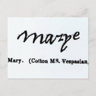 Cartão Postal Reprodução da assinatura de Mary I