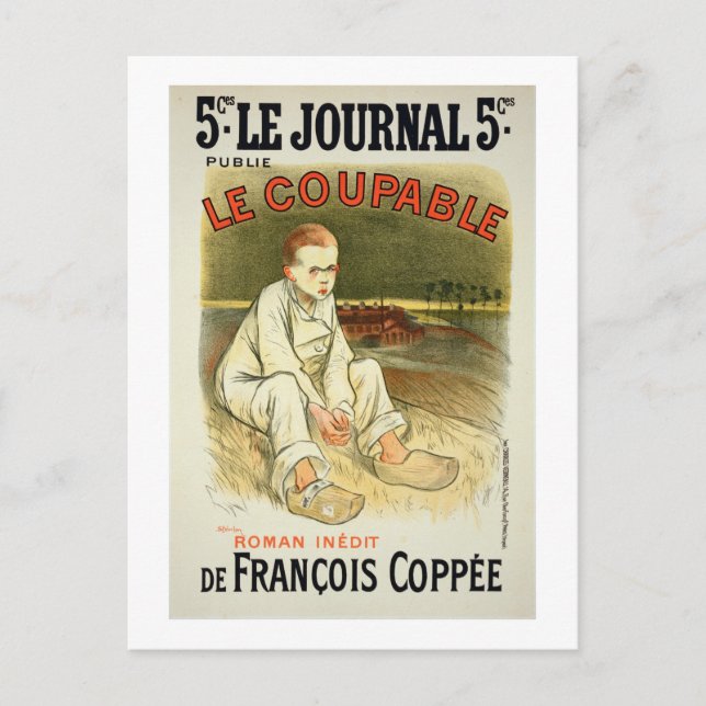 Cartão Postal Reprodução de um cartaz que anuncia o romance 'Le (Frente)