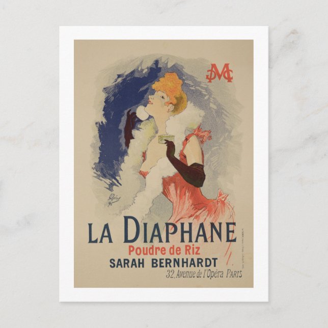 Cartão Postal Reprodução de uma poster publicitária "La Diaphane (Frente)