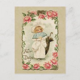 Cartão Postal Reprodução de Vintage nos Dias da Feira de Meninas