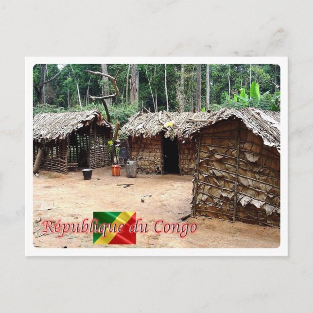 Cartão Postal República do Congo - Casa de Pygmee - (Frente)