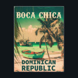 Cartão Postal República Dominicana Boca Chica - Retro Vintage 60<br><div class="desc">Design de praia Boca Chica. Boca Chica é uma cidade de resort na costa Caribe da República Dominicana. Design sunset com sua praia e mar de DR favoritos,  adequado para amantes de praia dominicanos,  especialmente aqueles que amam Boca Chica Beach.</div>