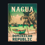Cartão Postal República Dominicana de Nagua - Retro Vintage 80s<br><div class="desc">Design de praia de Nagua. Nagua é uma cidade de resort na costa Caribe da República Dominicana. Design sunset com sua praia e mar de DR favoritos,  adequado para amantes de praia dominicanos,  especialmente aqueles que amam a praia de Nagua.</div>