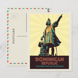 Cartão Postal República Dominicana, estátua Colombo, Caribe Pos