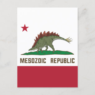 Cartão Postal República Mesozoica California Flag Stegosaurus