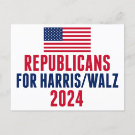 Cartão Postal Republicanos pela Harris Walz American Flag