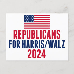 Cartão Postal Republicanos pela Harris Walz American Flag